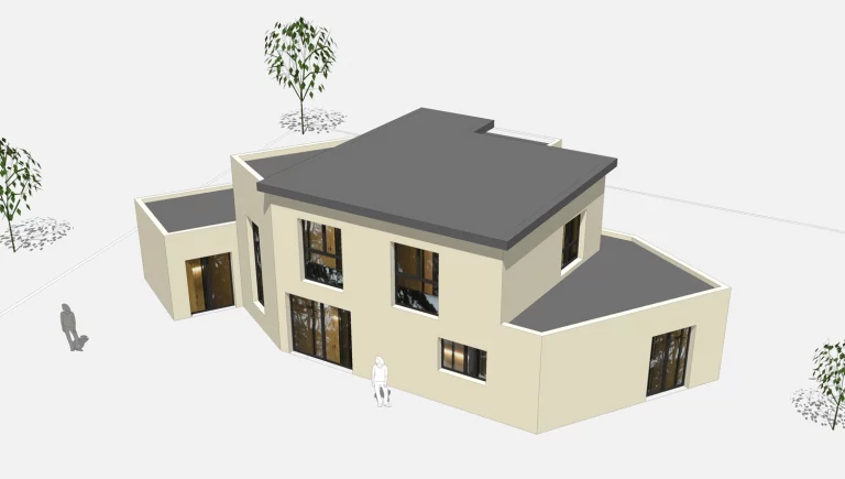 3D Maison 01g vue des volumes avant projet