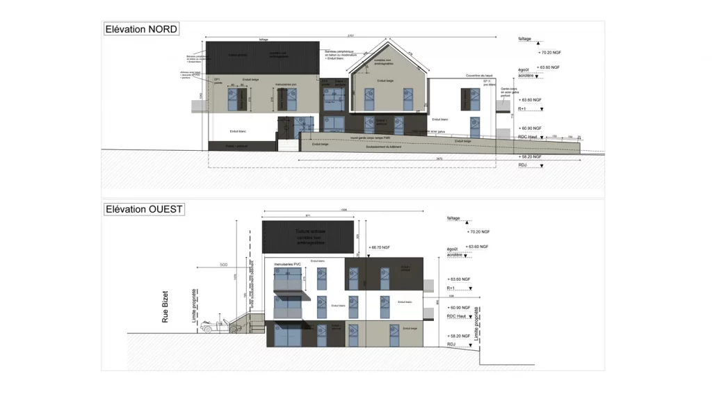Elévations Nord et Ouest Résidence Opaline